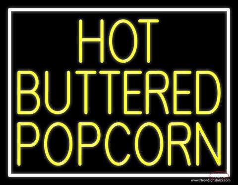 Yellow Hot Buttered Popcorn Real Neon Glass Tube Neon Sign