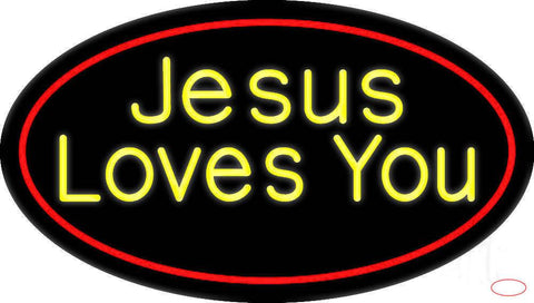Yellow Jesus Loves You Real Neon Glass Tube Neon Sign 