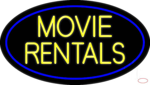 Yellow Movie Rentals Real Neon Glass Tube Neon Sign