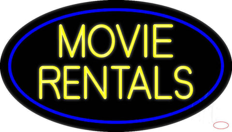 Yellow Movie Rentals Real Neon Glass Tube Neon Sign 