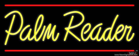 Yellow Palm Reader Red Line Real Neon Glass Tube Neon Sign 