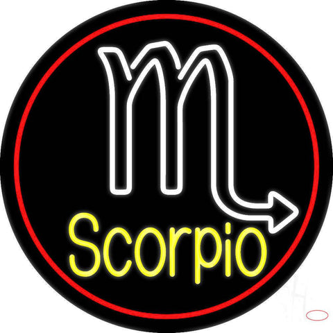 Yellow Scorpio Zodiac Red Border Real Neon Glass Tube Neon Sign