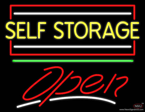 Yellow Self Storage Block With Open  Real Neon Glass Tube Neon Sign 