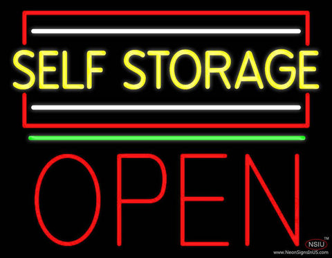 Yellow Self Storage Block With Open  Real Neon Glass Tube Neon Sign 