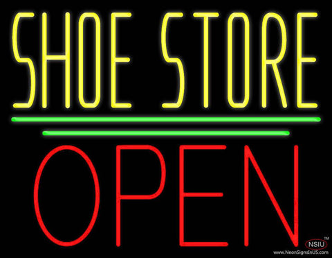 Yellow Shoe Store Open Real Neon Glass Tube Neon Sign