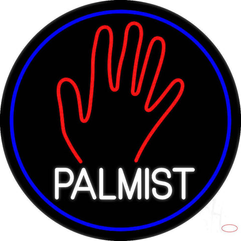 White Palmist Red Palm Blue Border Real Neon Glass Tube Neon Sign 