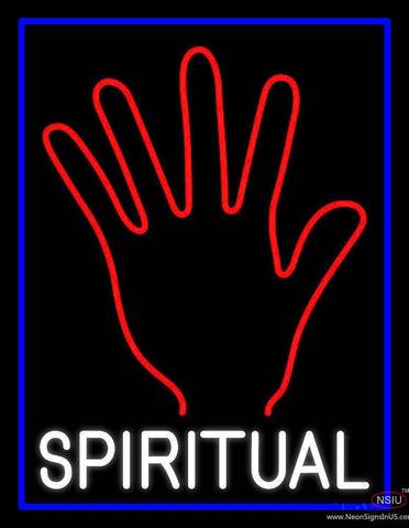 White Spiritual With Blue Border Real Neon Glass Tube Neon Sign 