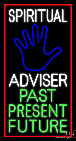 White Spiritual Advisor With Blue Palm Red Border Real Neon Glass Tube Neon Sign 