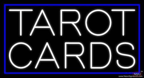 White Tarot Cards Blue Border Real Neon Glass Tube Neon Sign