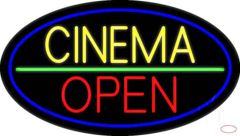 Yellow Cinema Open Real Neon Glass Tube Neon Sign