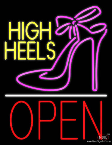 Yellow High Heels Open With Line Real Neon Glass Tube Neon Sign