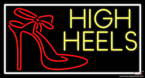 Yellow High Heels With Logo Real Neon Glass Tube Neon Sign