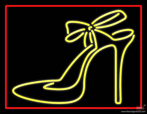 Yellow High Heels With Ribbon Real Neon Glass Tube Neon Sign