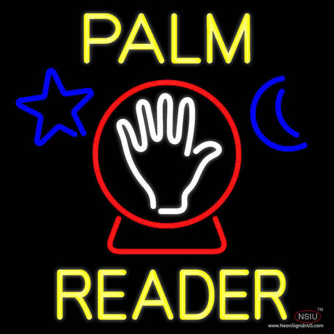 Yellow Palm Reader With Crystal Real Neon Glass Tube Neon Sign