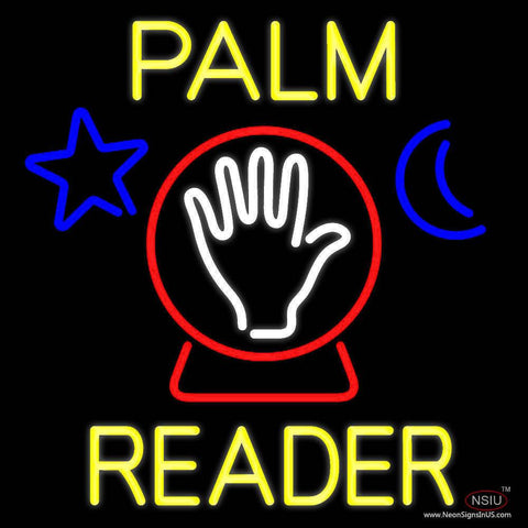 Yellow Palm Reader With Crystal Real Neon Glass Tube Neon Sign 