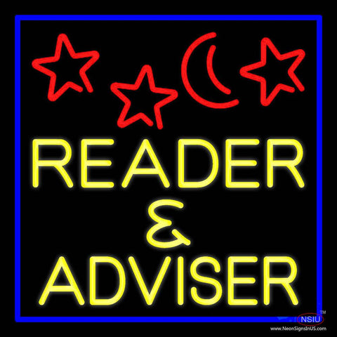 Yellow Reader And Advisor Blue Border Real Neon Glass Tube Neon Sign