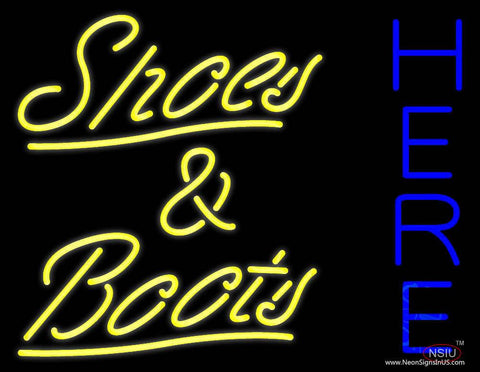 Yellow Shoes And Boots Here Real Neon Glass Tube Neon Sign