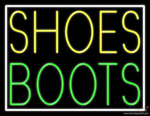 Yellow Shoes Green Boots With Border Real Neon Glass Tube Neon Sign