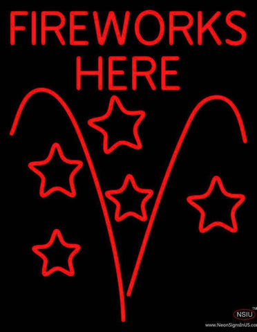 Fireworks Here Real Neon Glass Tube Neon Sign 