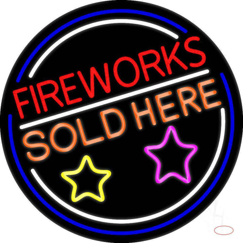 Fireworks Sold Here Circle Real Neon Glass Tube Neon Sign