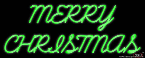 Green Merry Christmas Real Neon Glass Tube Neon Sign 