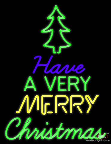 Merry Christmas And Happy New Year Real Neon Glass Tube Neon Sign 