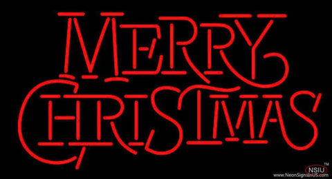 Merry Christmas Block Real Neon Glass Tube Neon Sign 