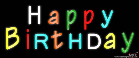 Multicolored Happy Birthday Real Neon Glass Tube Neon Sign 