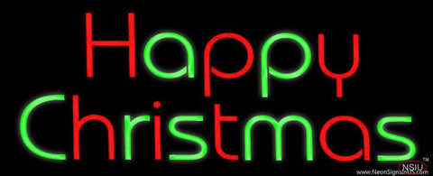 Red And Green Happy Christmas Real Neon Glass Tube Neon Sign 