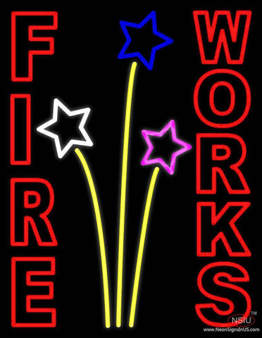 Red Fireworks Block Real Neon Glass Tube Neon Sign