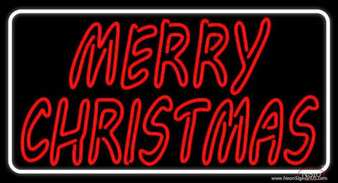 White Border Double Stroke Merry Christmas Real Neon Glass Tube Neon Sign 