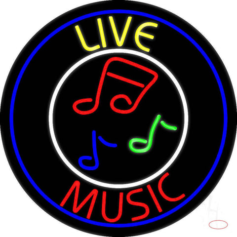 Yellow Live Red Music With Circle Real Neon Glass Tube Neon Sign