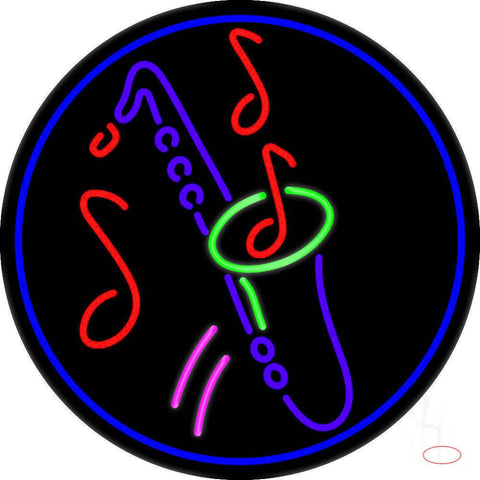 Yellow Saxophone Multicolored Musical Note Real Neon Glass Tube Neon Sign 