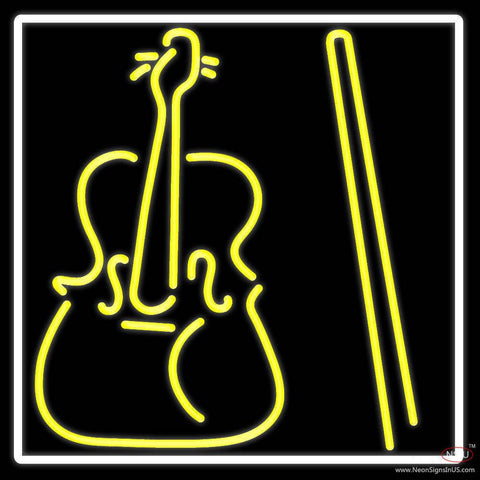 Yellow Violin Logo Real Neon Glass Tube Neon Sign