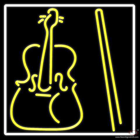 Yellow Violin Logo Real Neon Glass Tube Neon Sign 