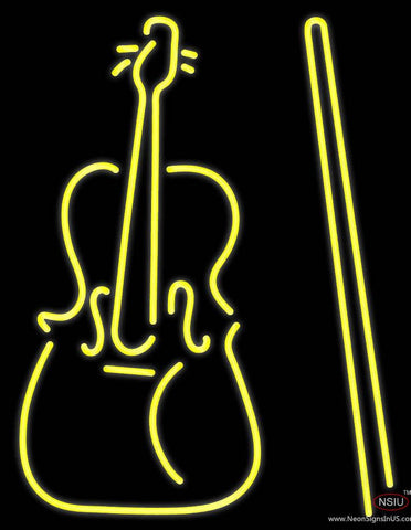 Yellow Violin Logo Real Neon Glass Tube Neon Sign