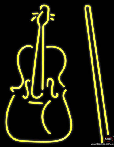 Yellow Violin Logo Real Neon Glass Tube Neon Sign 