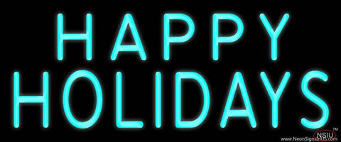Happy Holidays Block Real Neon Glass Tube Neon Sign 