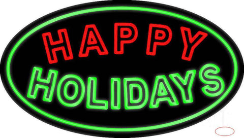 Double Stroke Happy Holidays Real Neon Glass Tube Neon Sign 