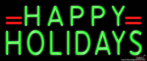 Green Happy Holidays Real Neon Glass Tube Neon Sign 
