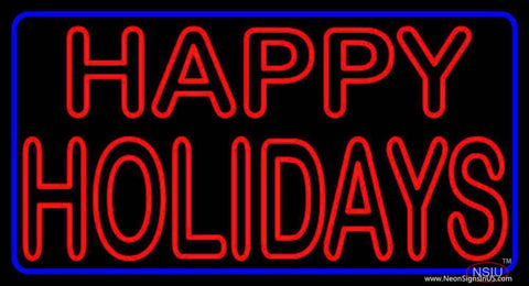 Red Double Stroke Happy Holidays Real Neon Glass Tube Neon Sign