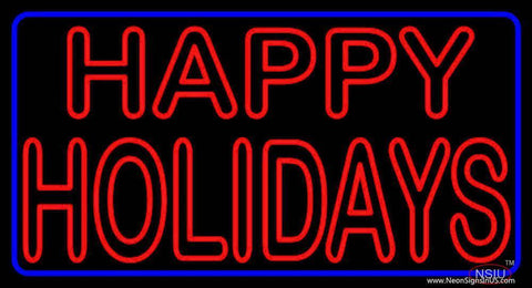 Red Double Stroke Happy Holidays Real Neon Glass Tube Neon Sign 