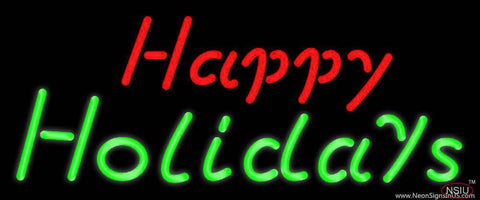 Red Happy Green Holidays Real Neon Glass Tube Neon Sign 