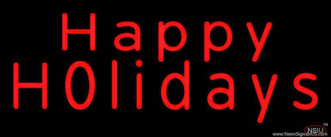 Red Happy Holidays Real Neon Glass Tube Neon Sign 