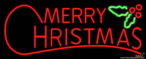 Red Merry Christmas Block Real Neon Glass Tube Neon Sign 