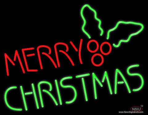 Red Merry Green Christmas Real Neon Glass Tube Neon Sign 