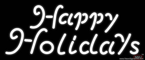 White Happy Holidays Real Neon Glass Tube Neon Sign 