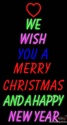 Wishing Merry Christmas Happy New Year Real Neon Glass Tube Neon Sign 