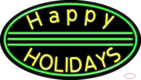 Yellow Happy Holidays Real Neon Glass Tube Neon Sign 