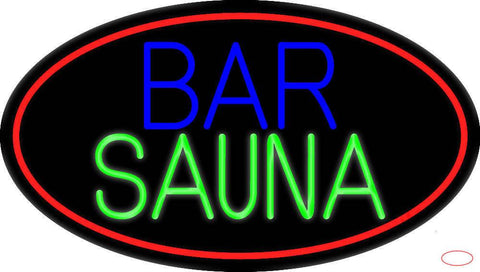 Bar And Sauna With Red Round Real Neon Glass Tube Neon Sign